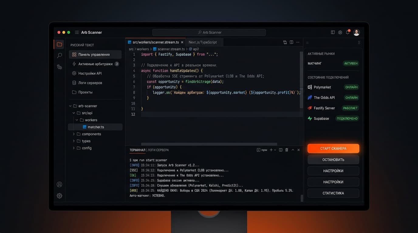 Arb Scanner — Арбитраж на prediction markets существует — но окна живут секунды, а платформы говорят на разных языках.