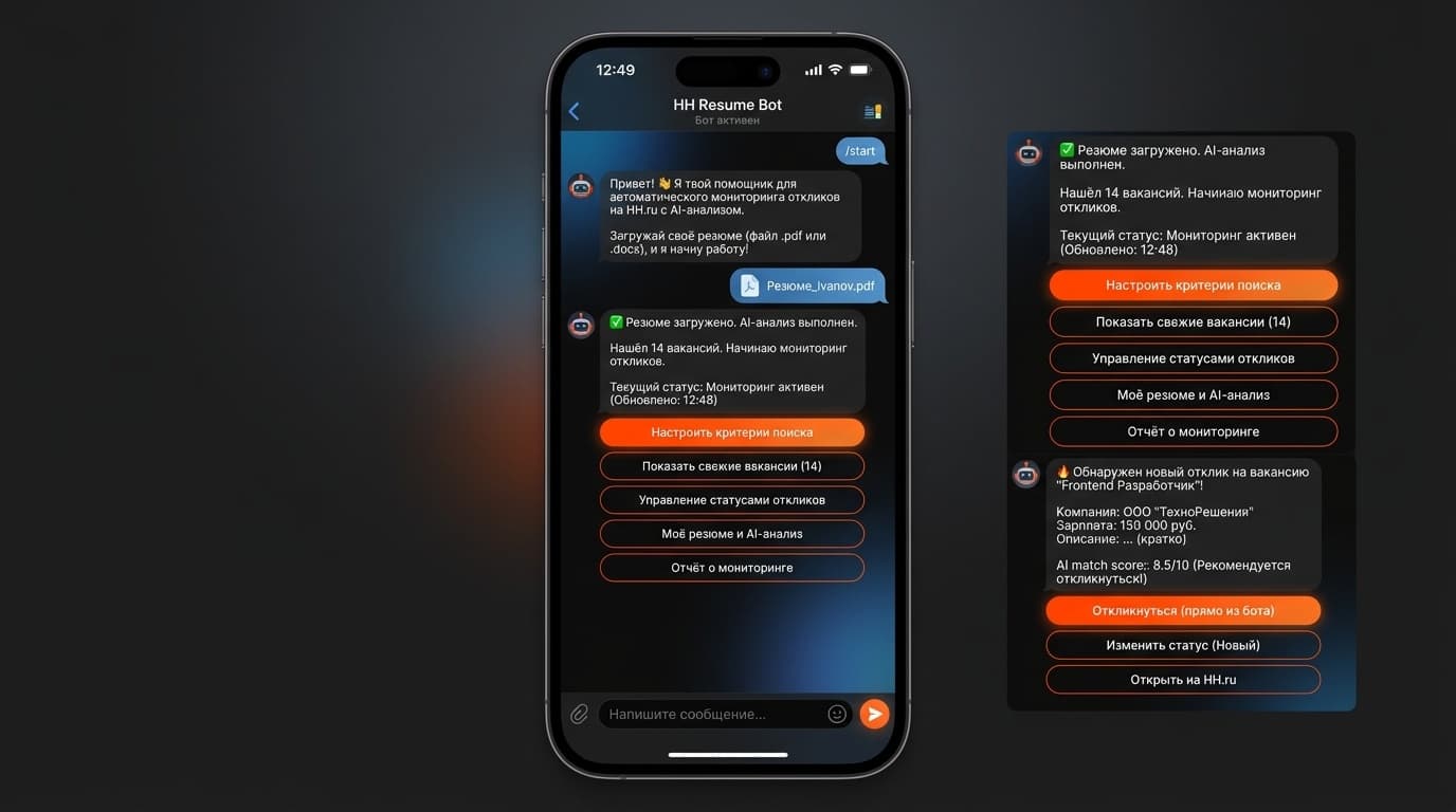HH Resume Bot — Скрининг откликов на вакансии — рутинная работа, которая отнимает часы у рекрутеров.